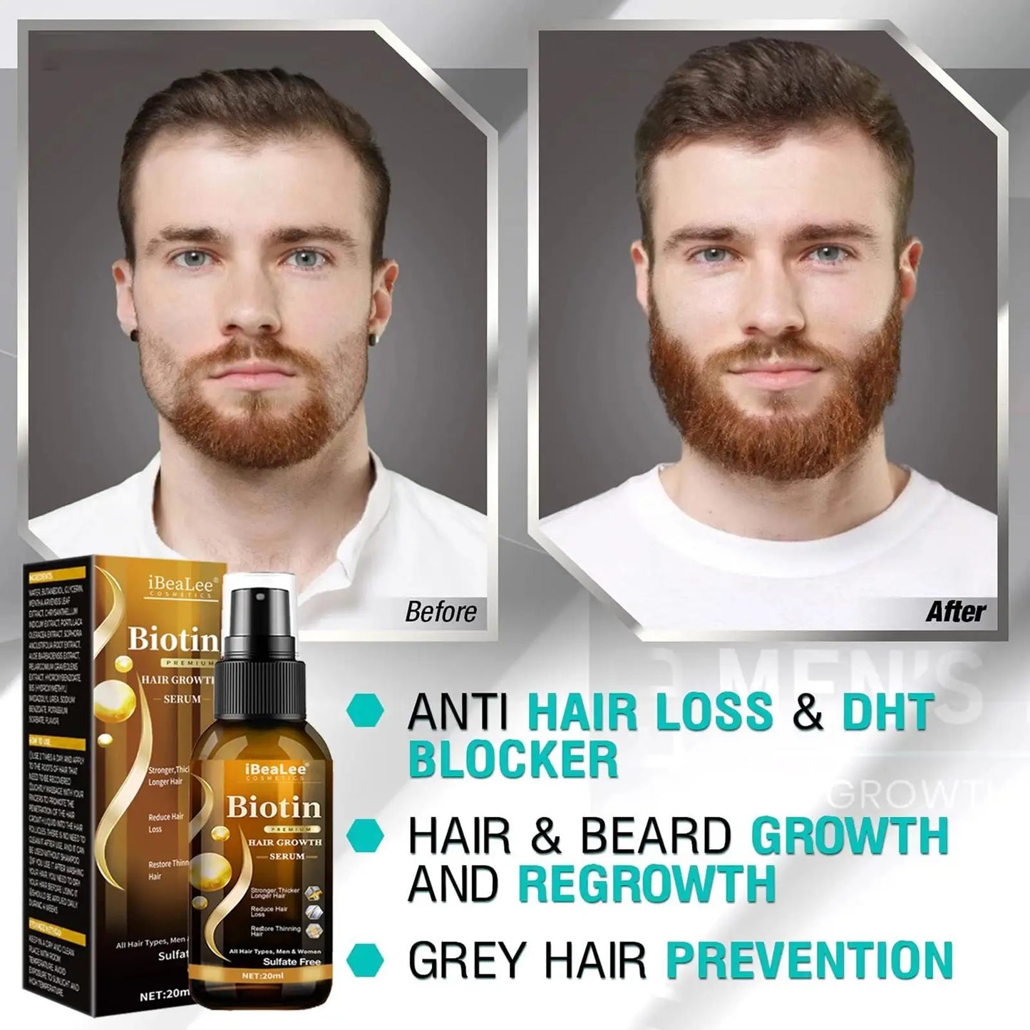 Biotin Hair Growth Serum Spray Help Grow Healthy, Strong Hair, ,Thinning Hair Loss Regrowth Treatment for Men & Women Refreshing